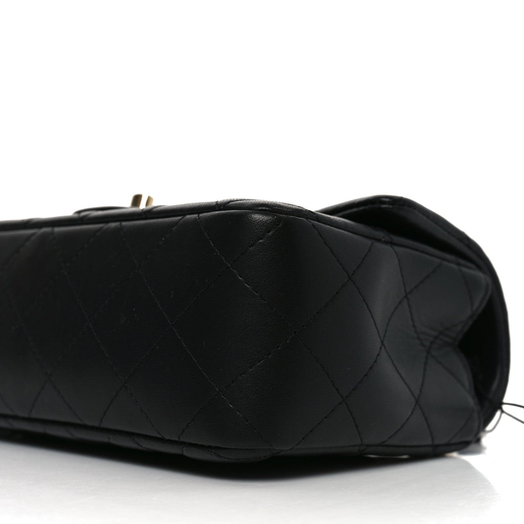 Lambskin Quilted Mini Rectangular Flap Black