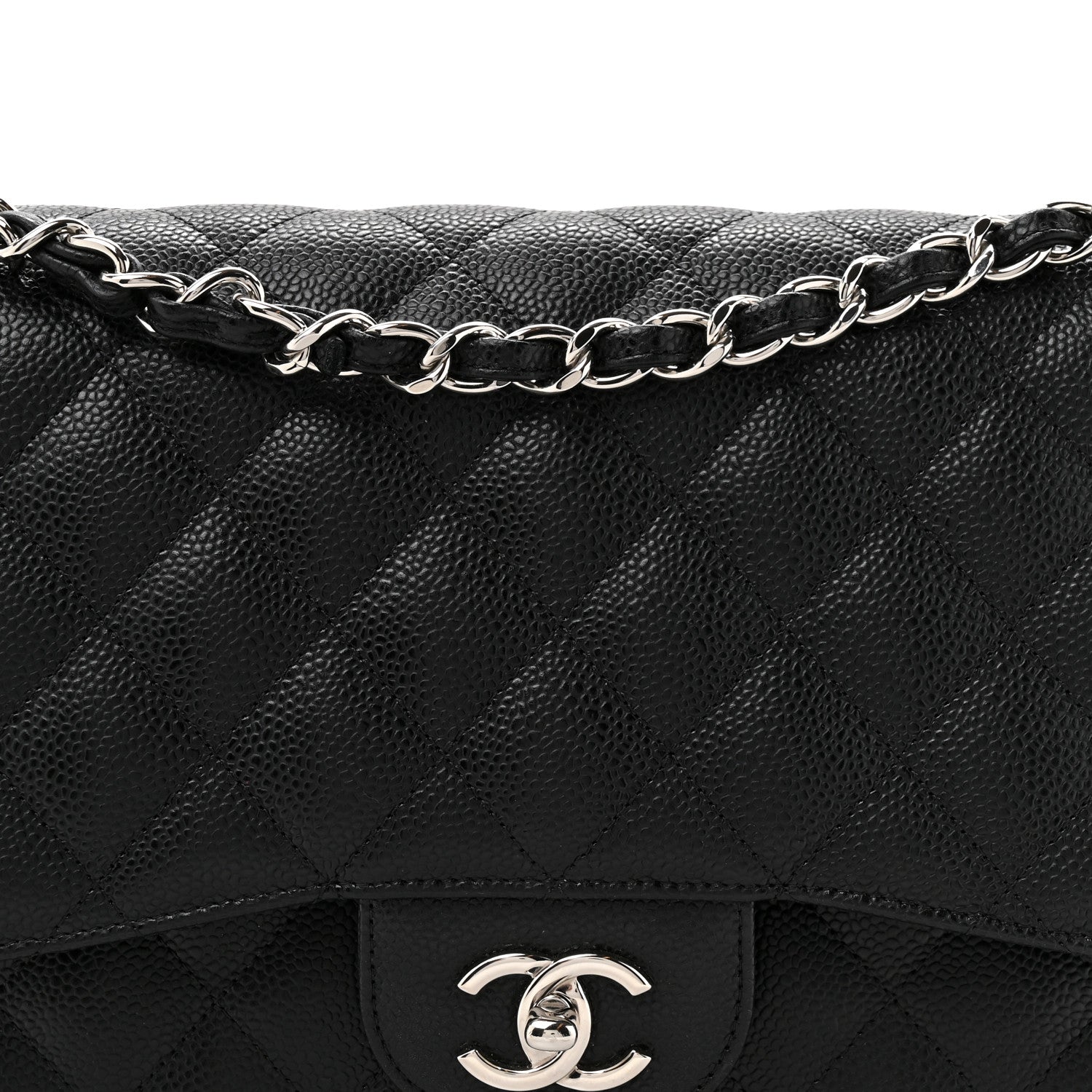 Caviar Quilted Jumbo Double Flap Black