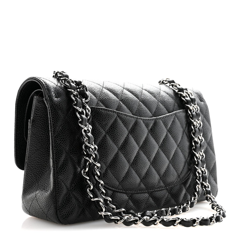 Caviar Quilted Medium Double Flap Black
