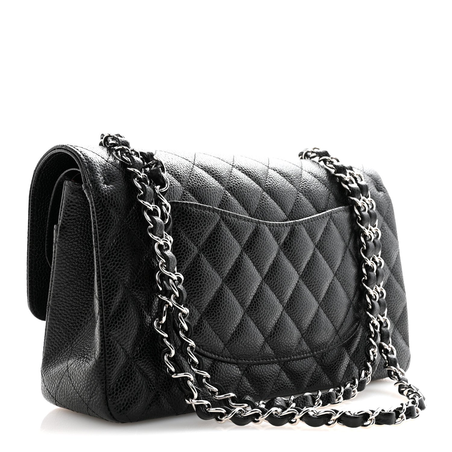 Caviar Quilted Medium Double Flap Black