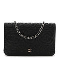 Caviar Camellia Embossed Wallet On Chain WOC Black