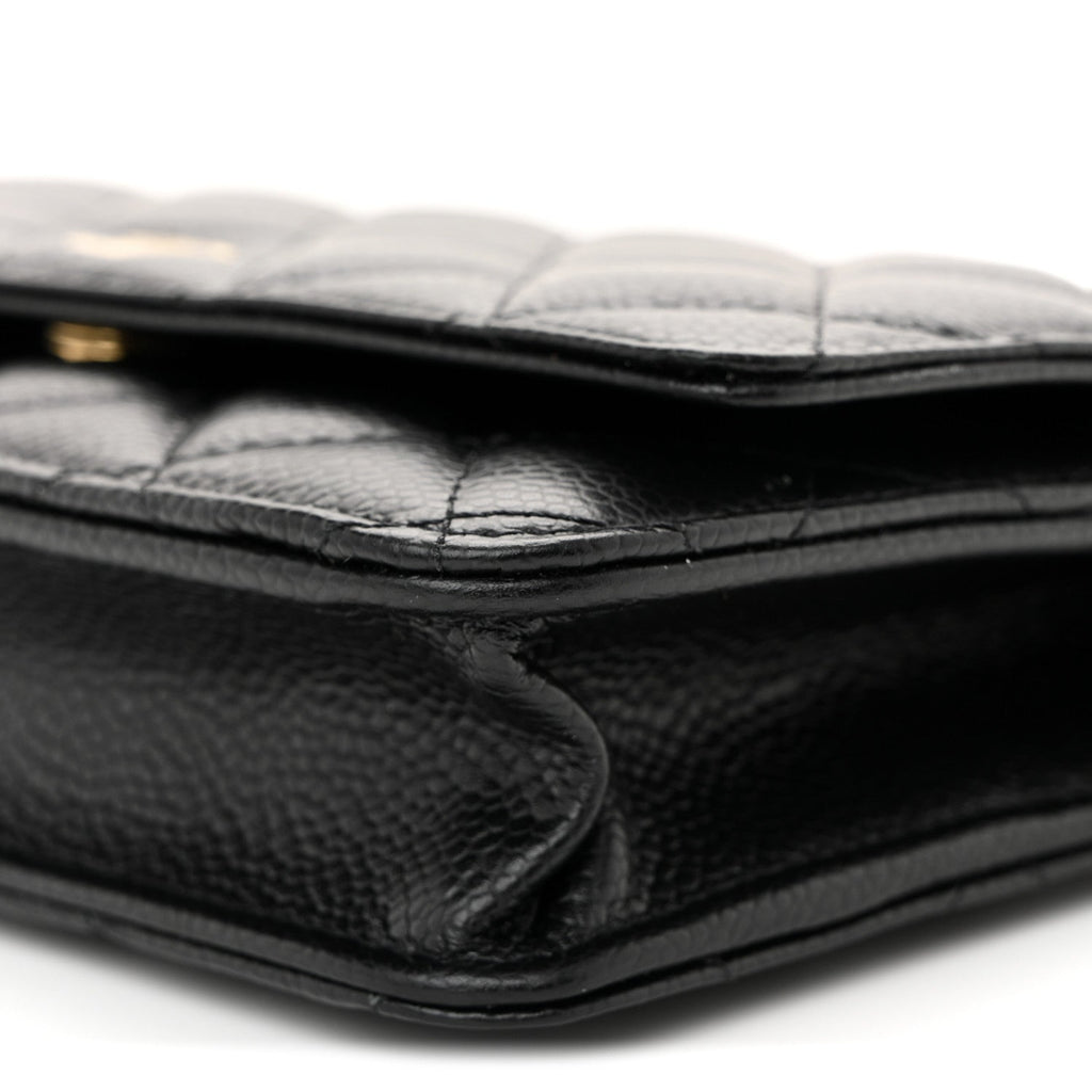 Caviar Quilted Wallet on Chain WOC Black