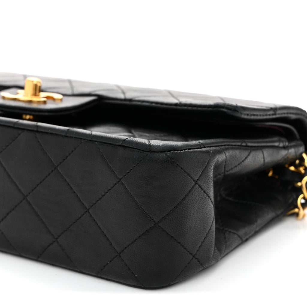 Lambskin Quilted Small Double Flap Black