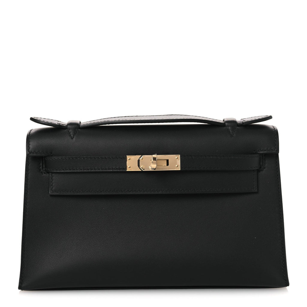 Swift Horseshoe Kelly Pochette Clutch Black Lime