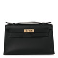 Swift Horseshoe Kelly Pochette Clutch Black Lime