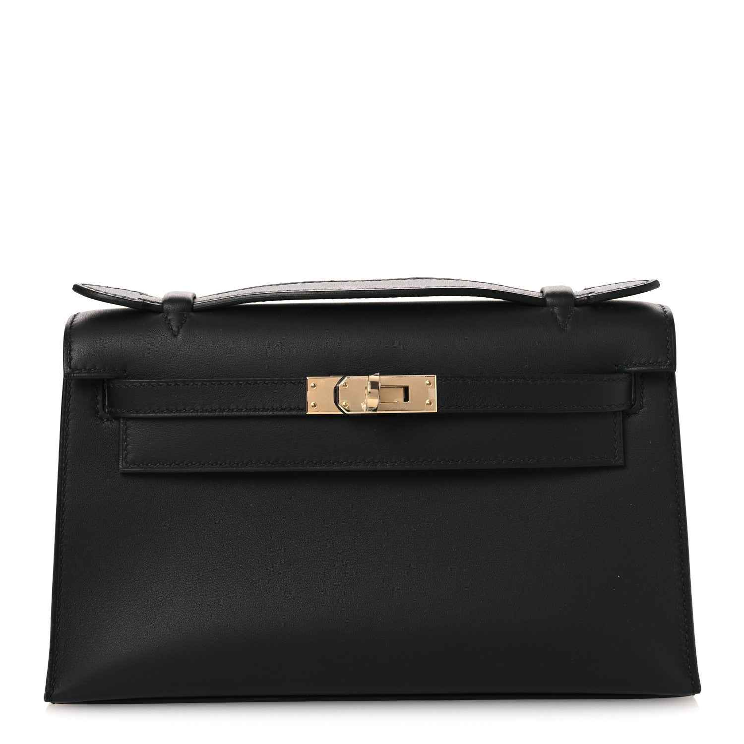 Swift Horseshoe Kelly Pochette Clutch Black Lime