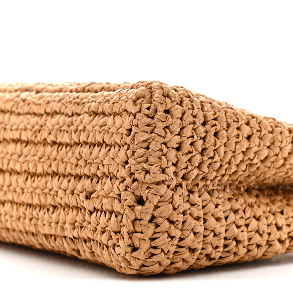 Braided Raffia Nano Kelly Flap Bag Dark Beige