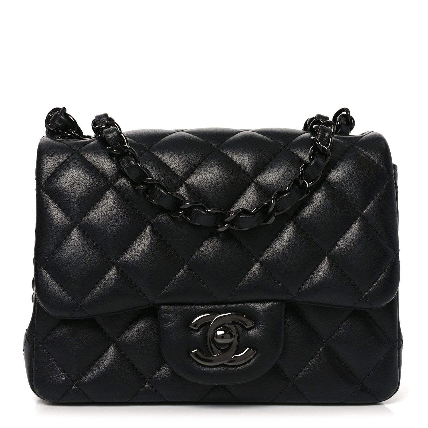Lambskin Quilted Mini Square Flap So Black