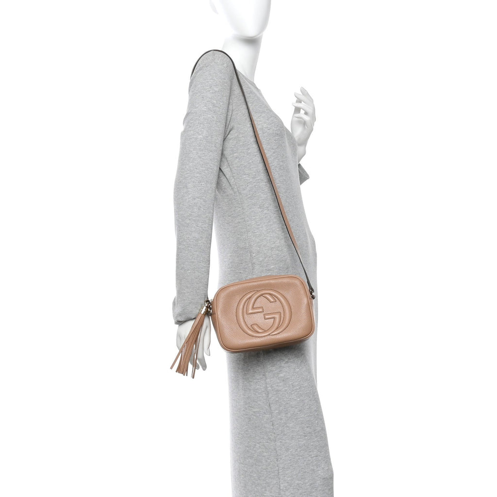 Pebbled Calfskin Small Soho Disco Bag Camelia
