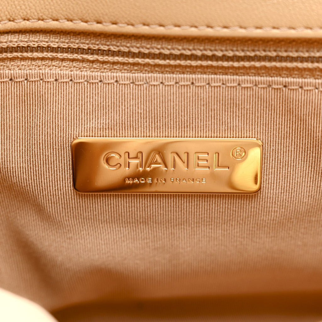 Goatskin Quilted Medium Chanel 19 Flap Dark Beige