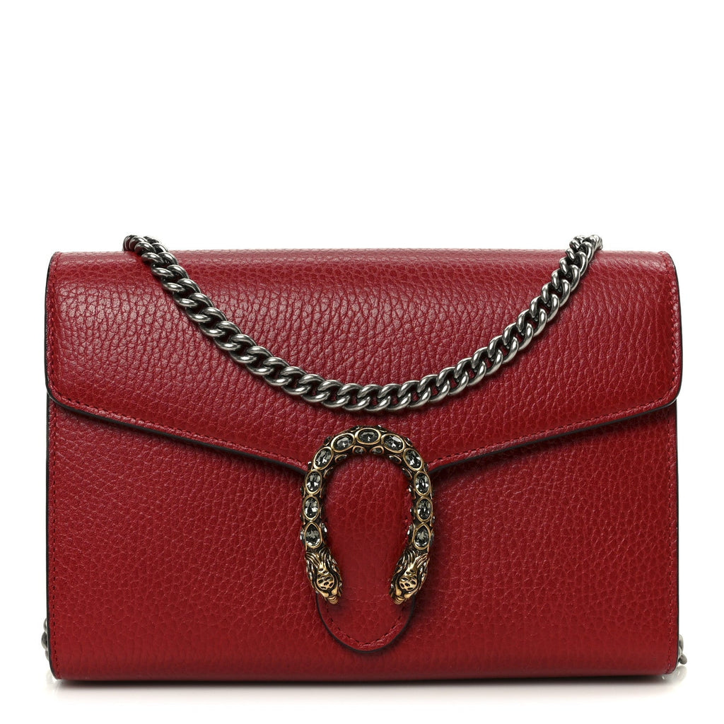 Calfskin Mini Dionysus Chain Wallet Hibiscus Red