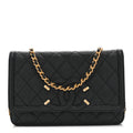 Caviar Quilted CC Filigree Wallet On Chain WOC Black