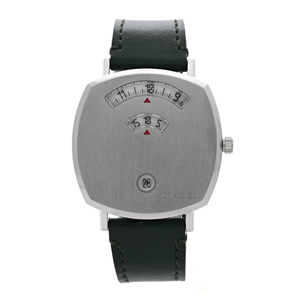 Stainless Steel Calfskin 35mm Grip Quartz Watch Black