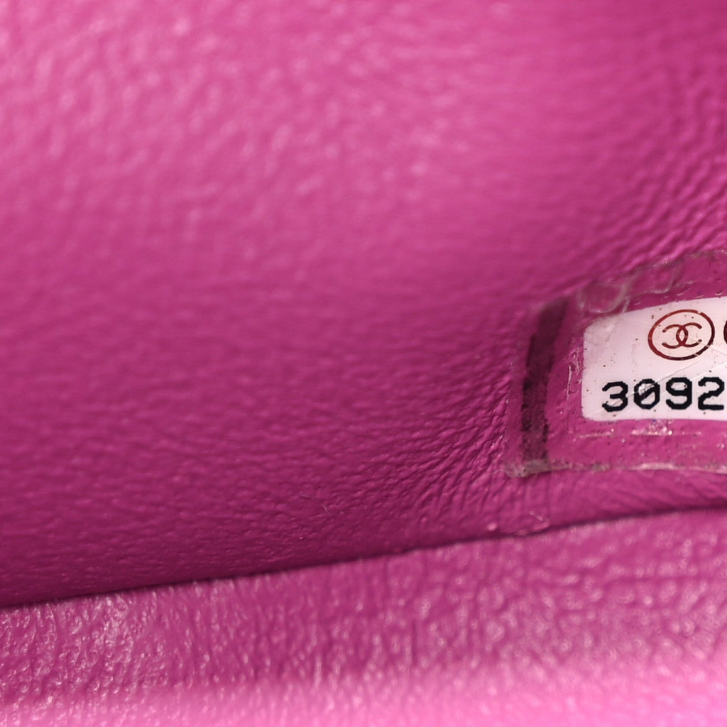 Lambskin Quilted Medium Double Flap Blue Pink