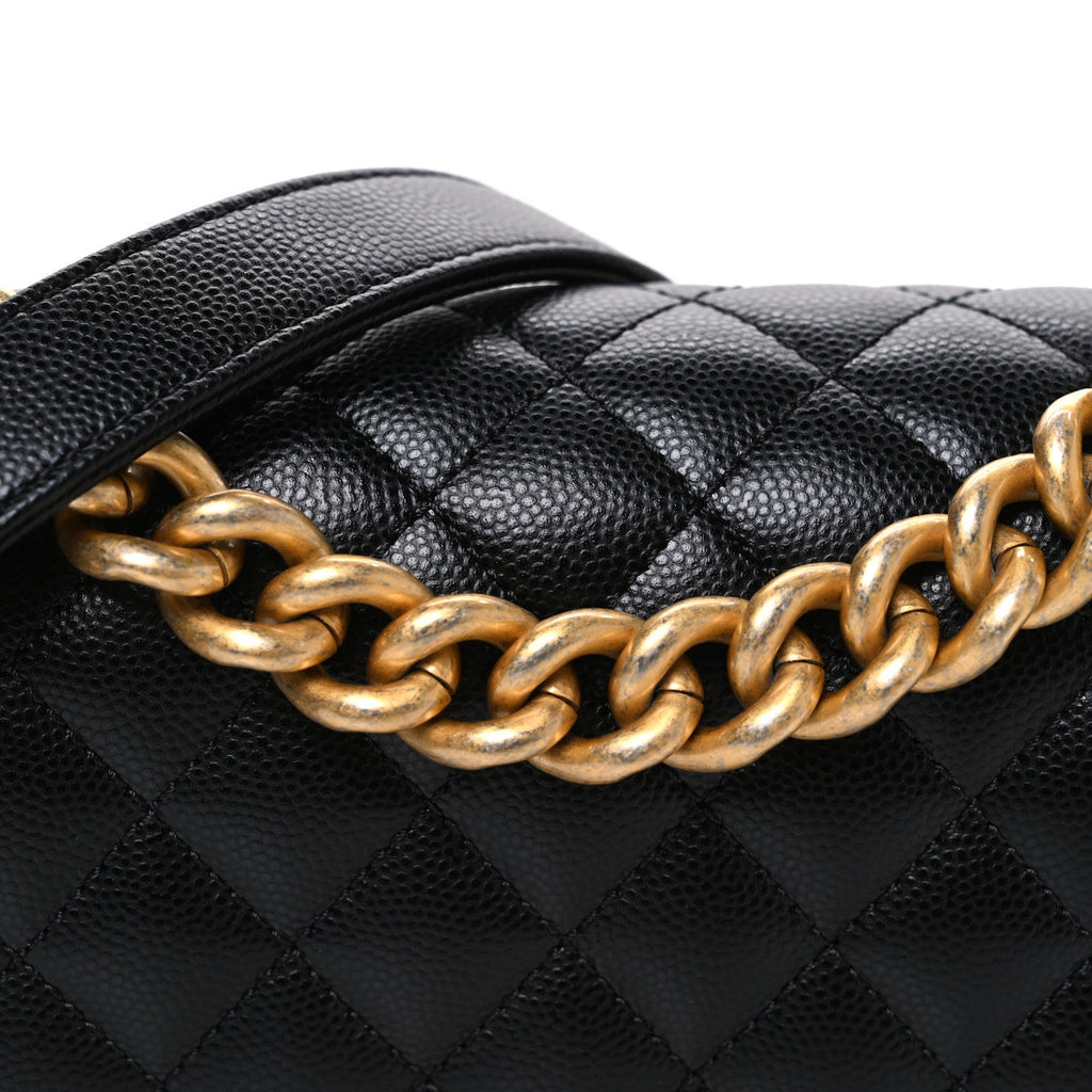 Caviar Quilted Small Boy Flap Black