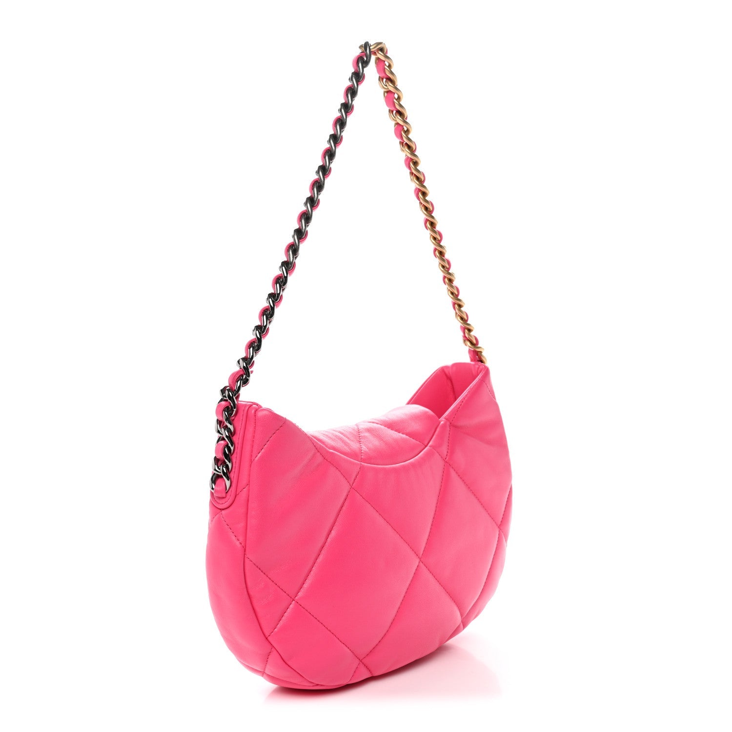 Lambskin Quilted Chanel 19 Hobo Pink