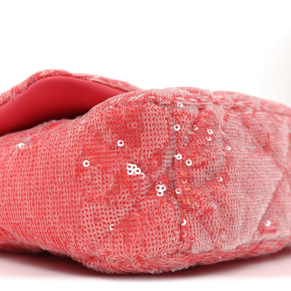 Sequin Quilted Medium Chanel 19 Flap Coral