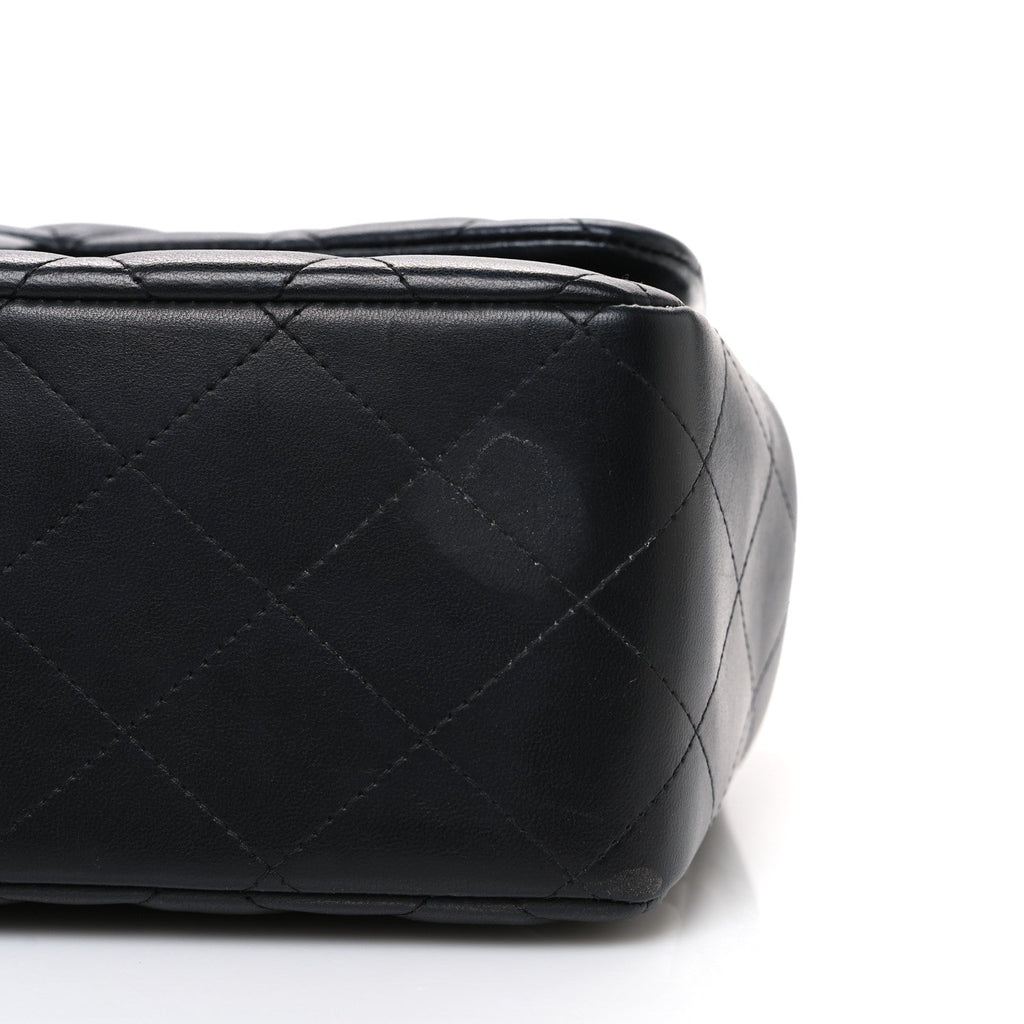 Lambskin Quilted Jumbo Double Flap Black