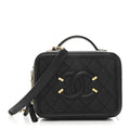 Caviar Quilted Small CC Filigree Vanity Case Black