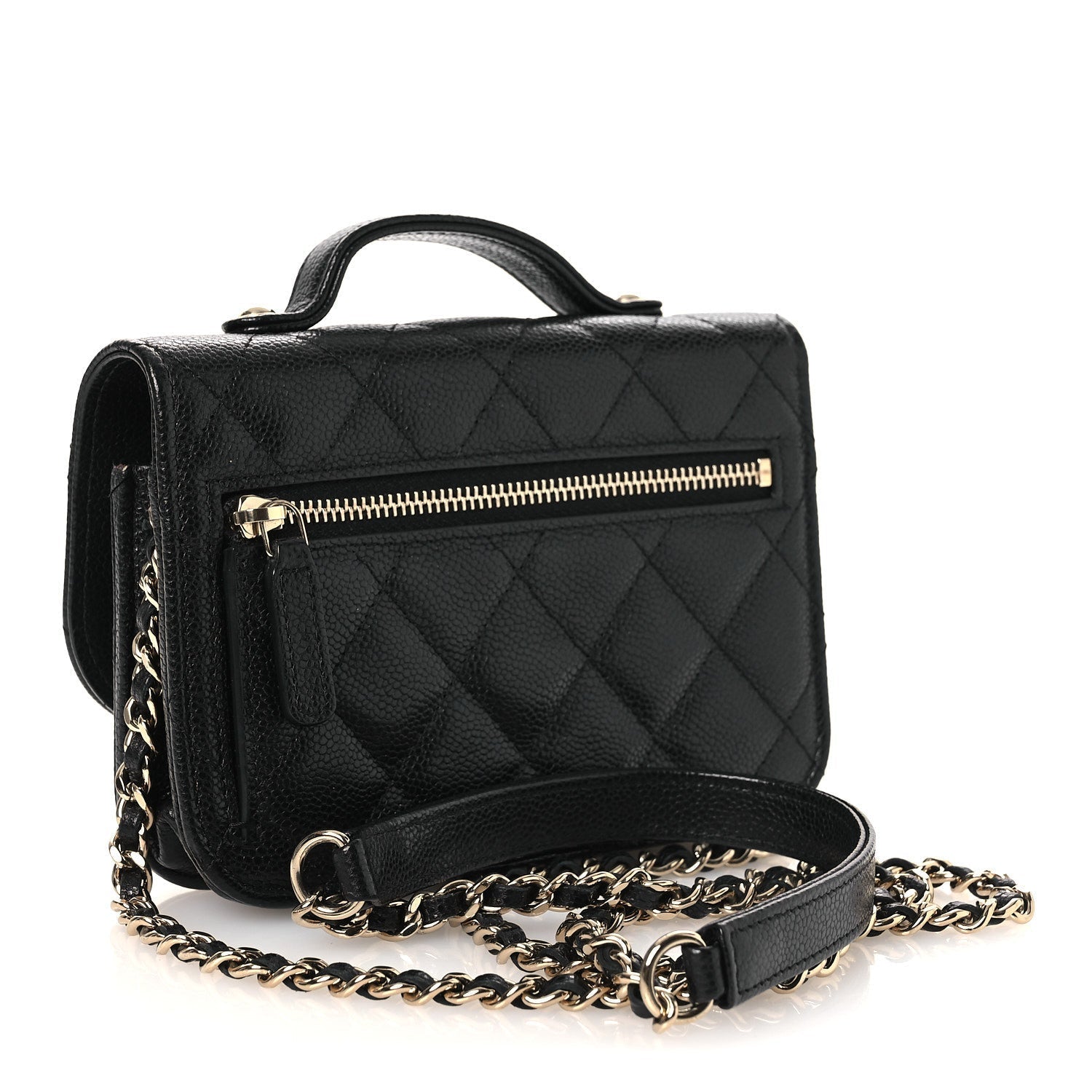 Caviar Quilted Business Affinity Clutch With Chain Black