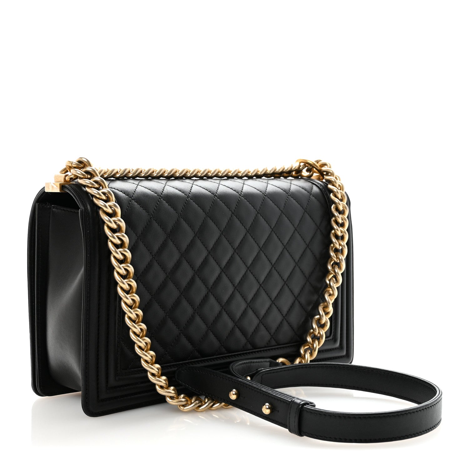 Lambskin Quilted New Medium Boy Flap Black
