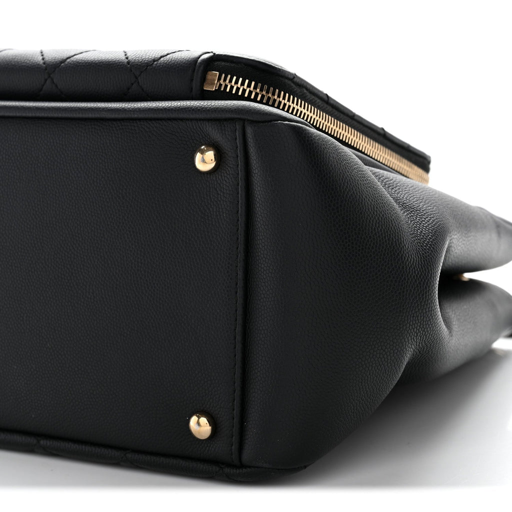 Caviar Quilted Small Business Affinity Shopping Bag Black