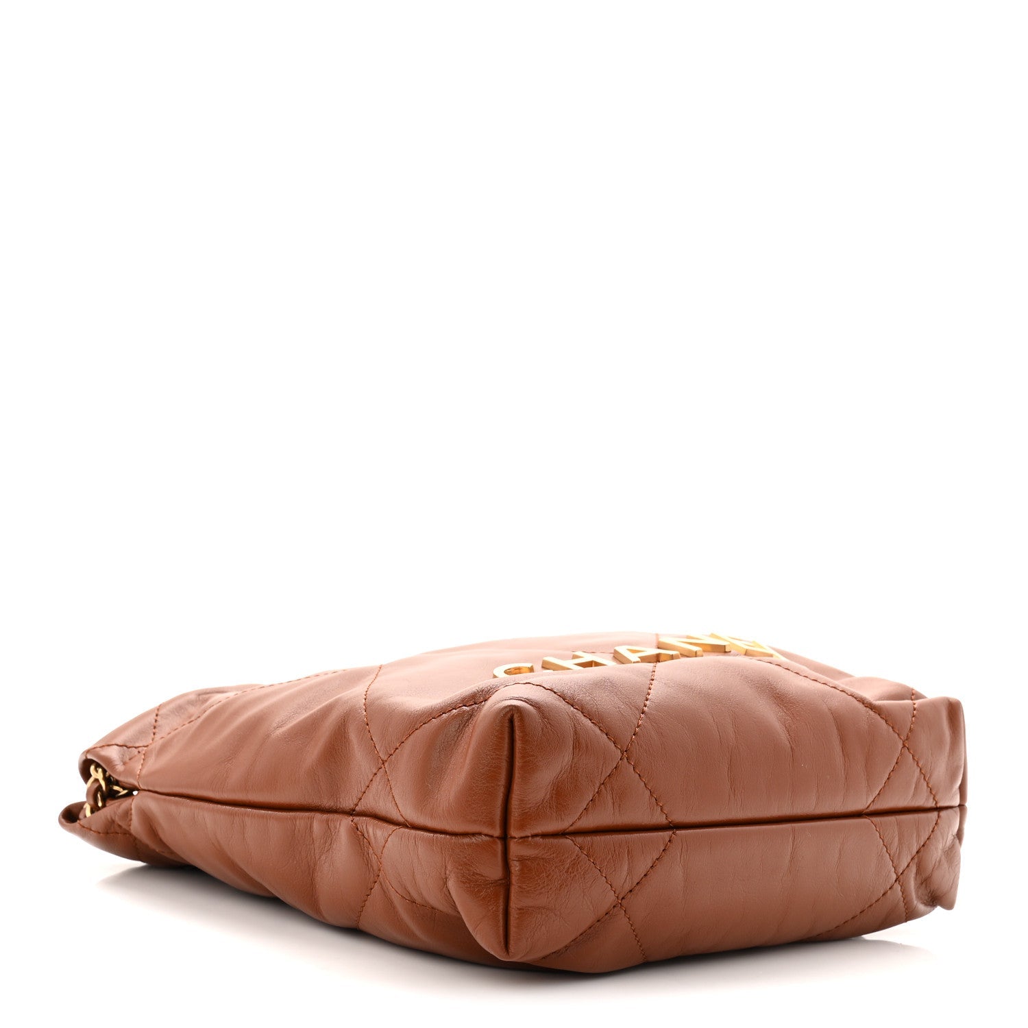 Shiny Calfskin Quilted Mini Chanel 22 Light Brown