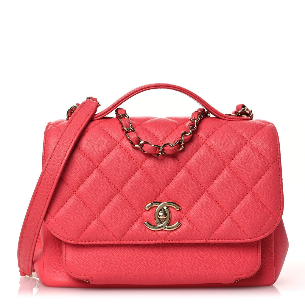 Caviar Quilted Small Business Affinity Flap Dark Pink