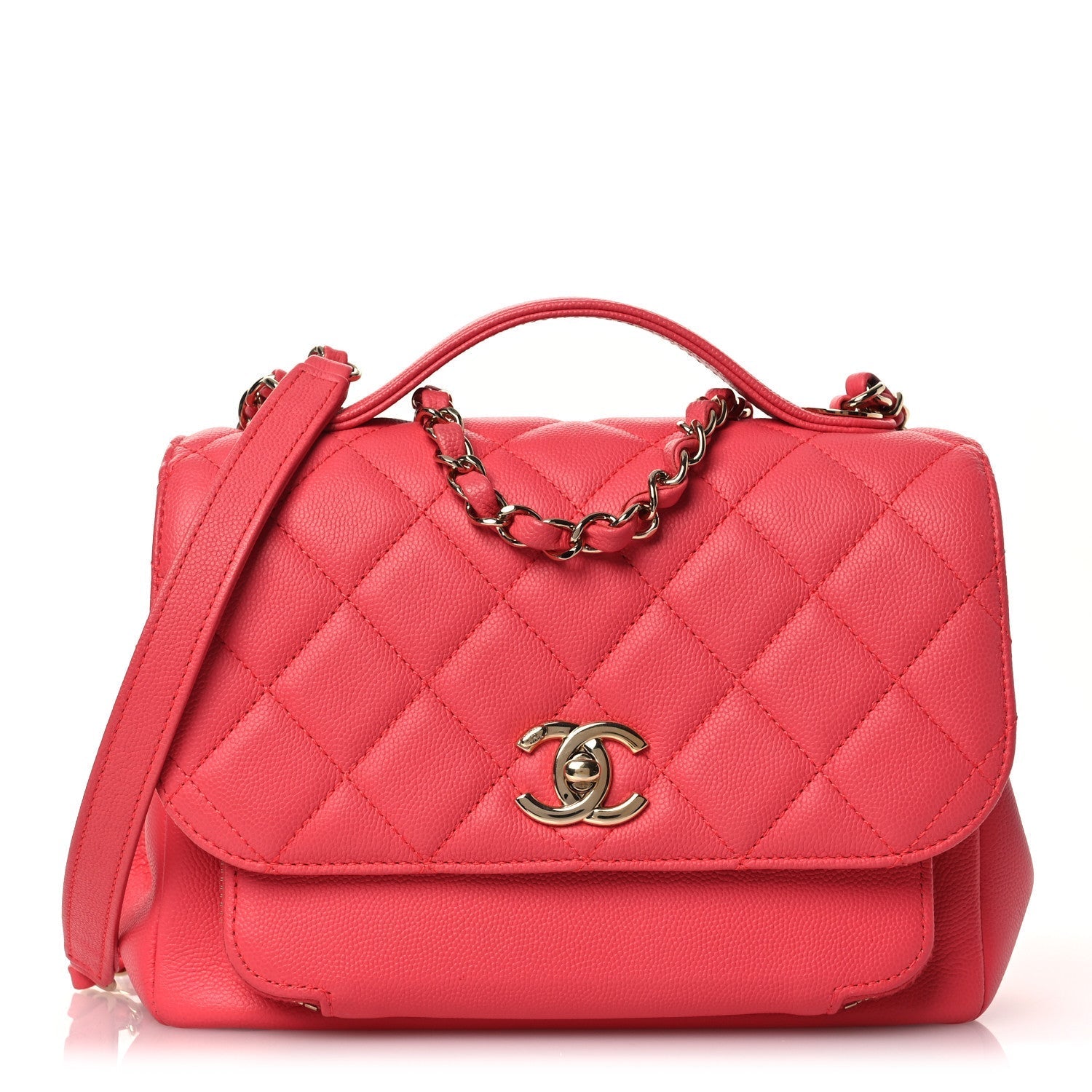 Caviar Quilted Small Business Affinity Flap Dark Pink