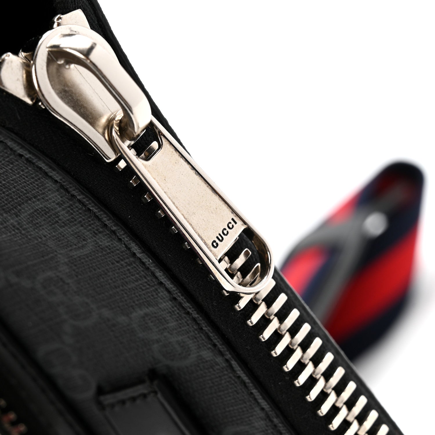 GG Supreme Monogram Web Small Flat Messenger Bag Black Grey