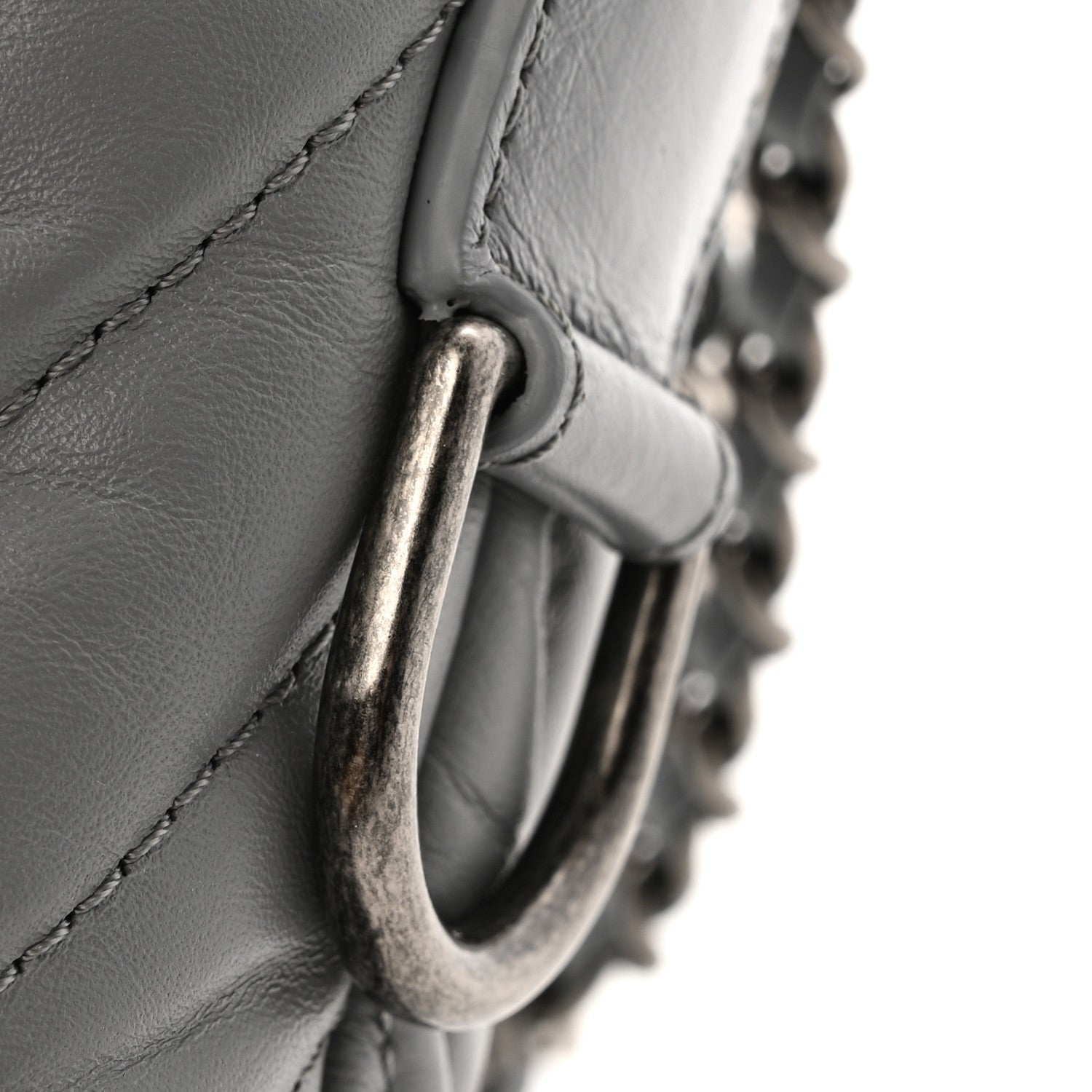 Aged Calfskin Chevron Quilted Small Gabrielle Hobo Grey
