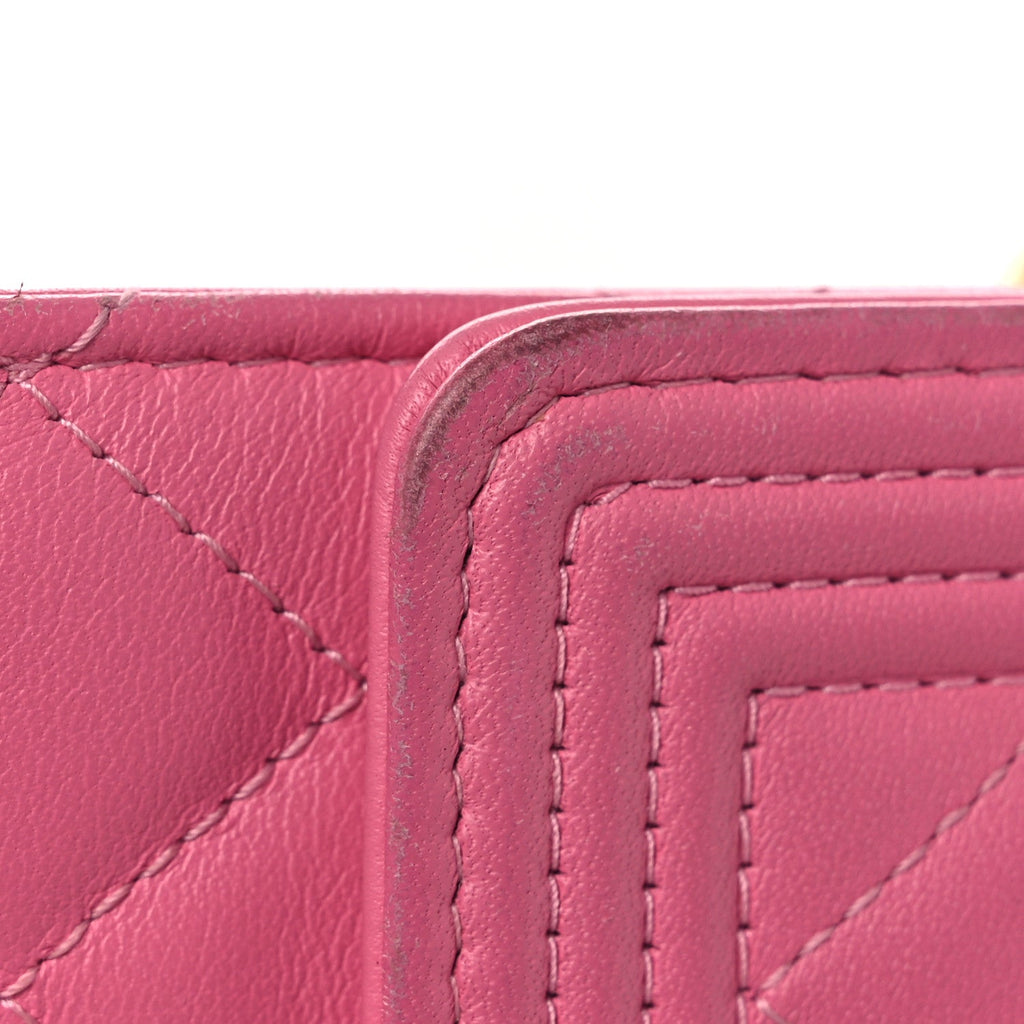 Lambskin Quilted Boy Square Wallet on Chain WOC Pink