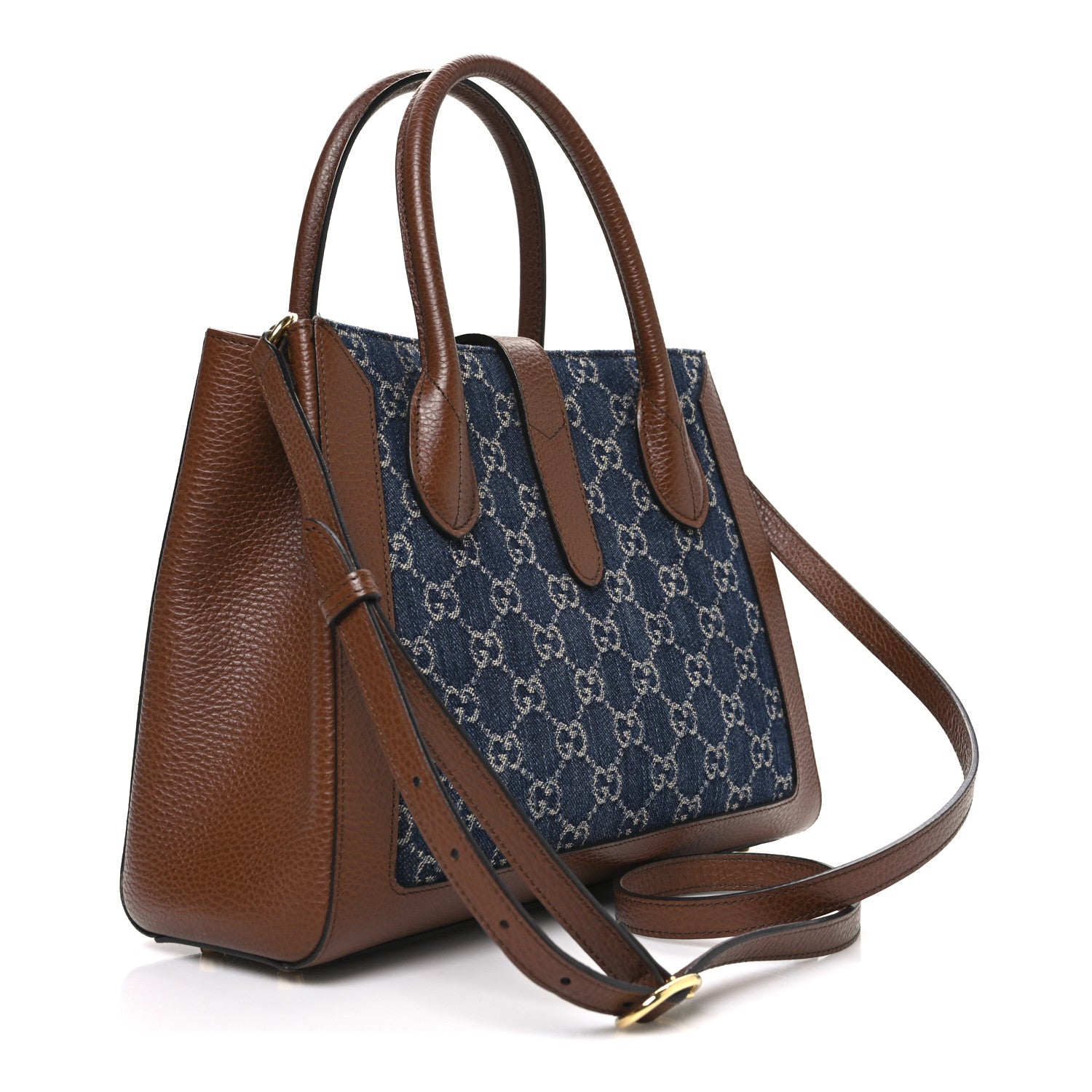 New Denim GG Monogram Dollar Calfskin Medium Jackie 1961 Tote Blue Tea Cuir Epilog