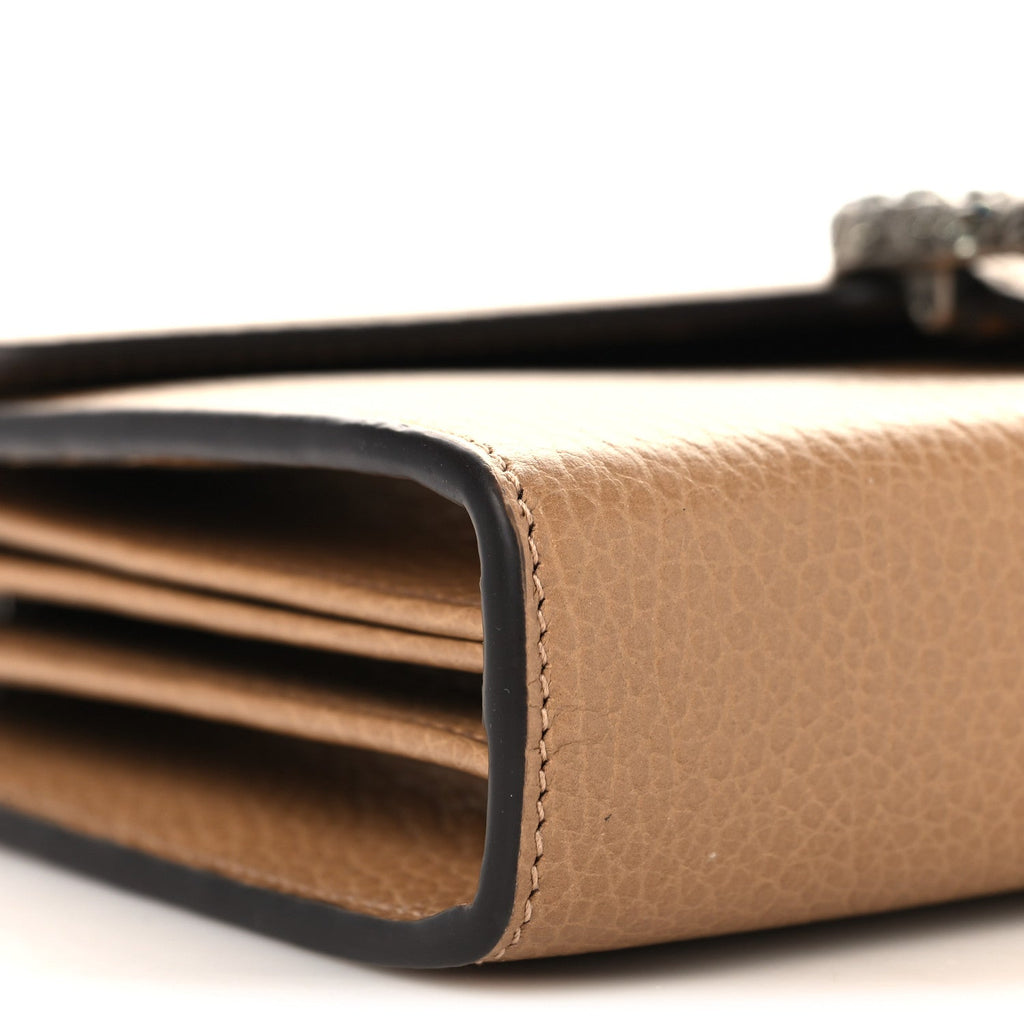 Dollar Calfskin Crystal Mini Dionysus Chain Wallet Natural Tan Black Diamond