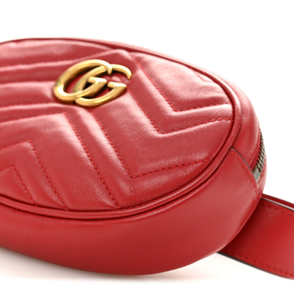 Calfskin Matelasse GG Marmont Belt Bag 85 34 Hibiscus Red