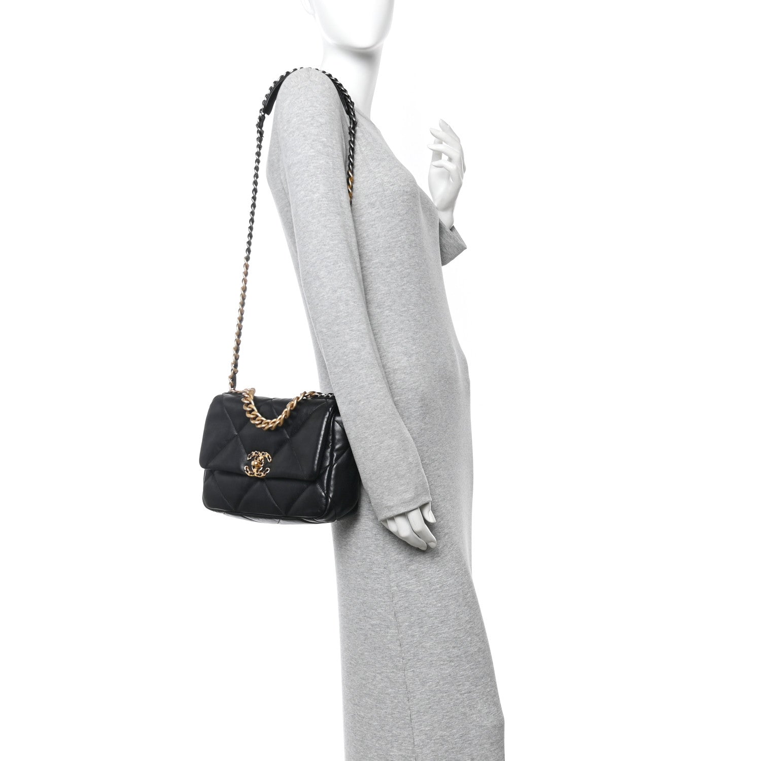 Lambskin Quilted Medium Chanel 19 Flap Black