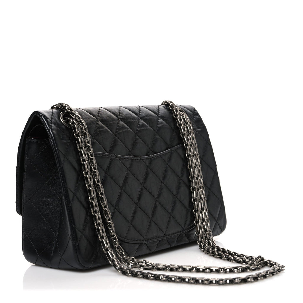 Aged Calfskin Quilted 2.55 Reissue 225 Flap Black
