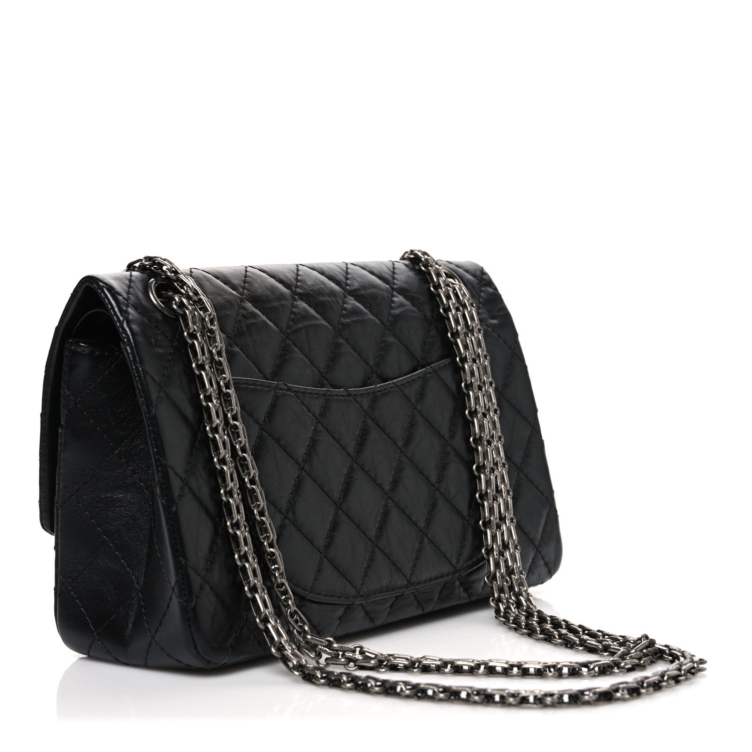 Aged Calfskin Quilted 2.55 Reissue 225 Flap Black