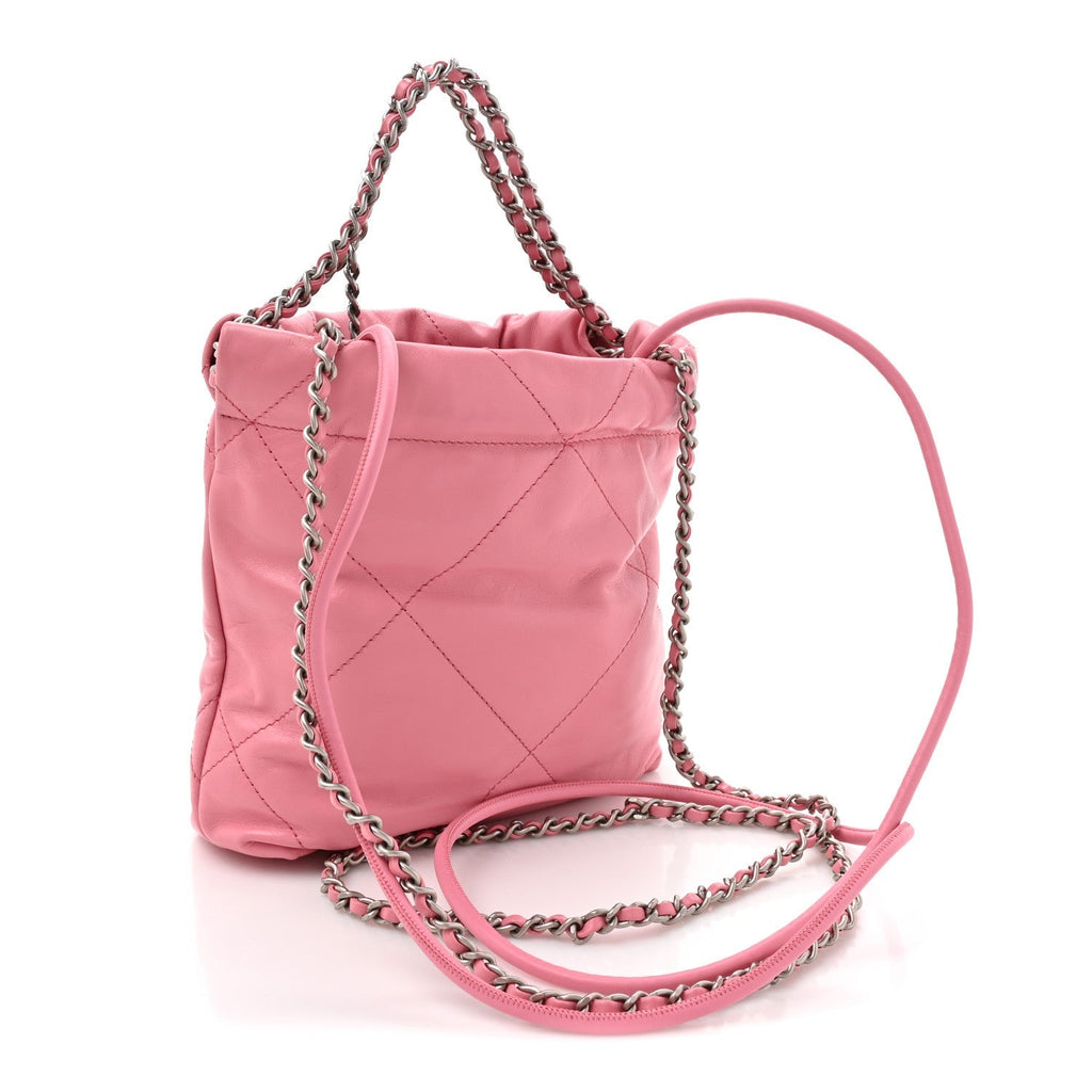 Shiny Calfskin Quilted Mini Chanel 22 Pink