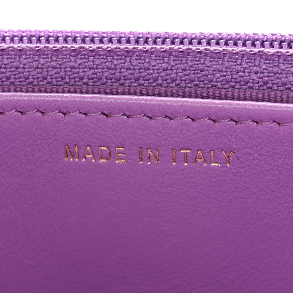 Lambskin Quilted Pick Me Up Wallet On Chain WOC Purple