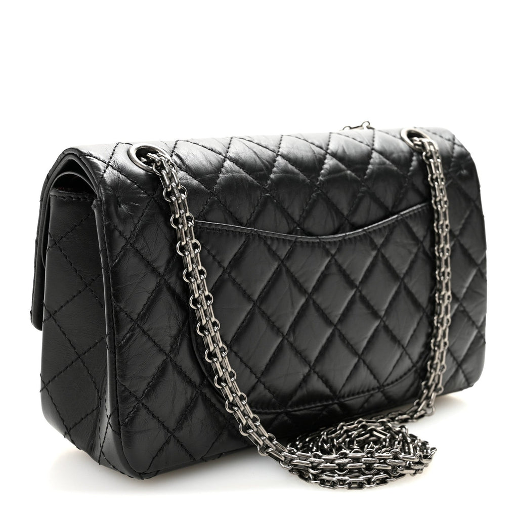 Aged Calfskin Quilted 2.55 Reissue 225 Flap Black