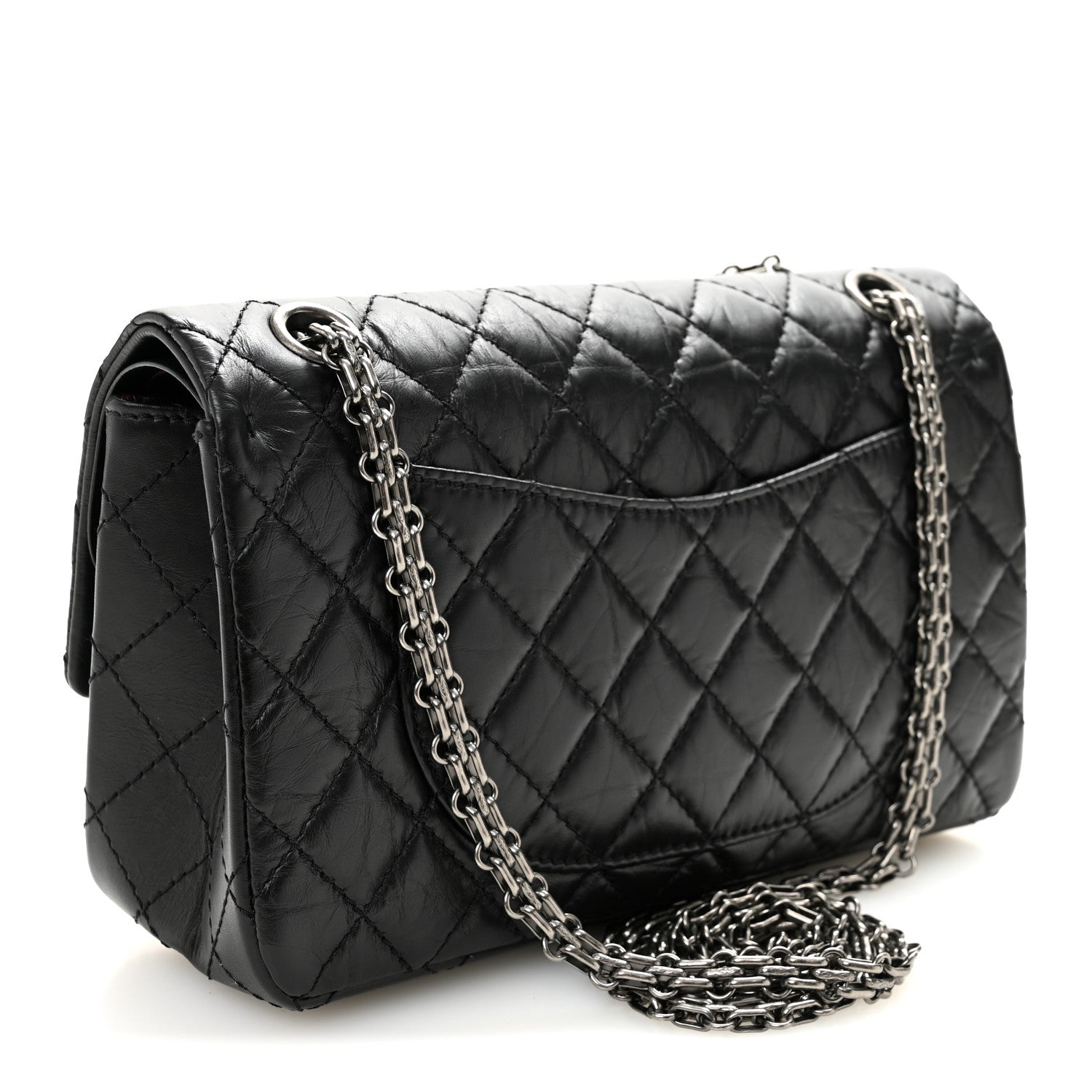 Aged Calfskin Quilted 2.55 Reissue 225 Flap Black