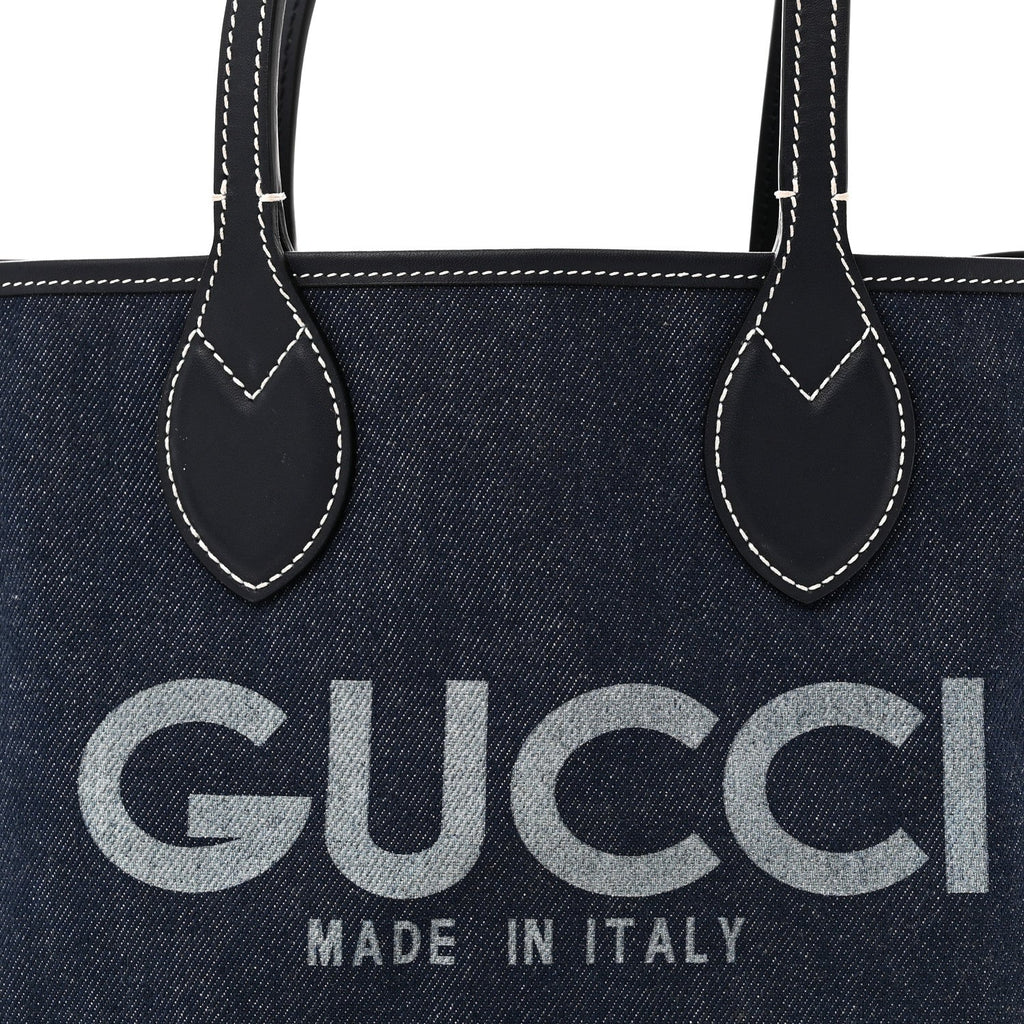 GG Supreme Monogram Denim Small Totissima Reversible Tote Beige Blue