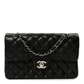 Lambskin Quilted Small Double Flap Black