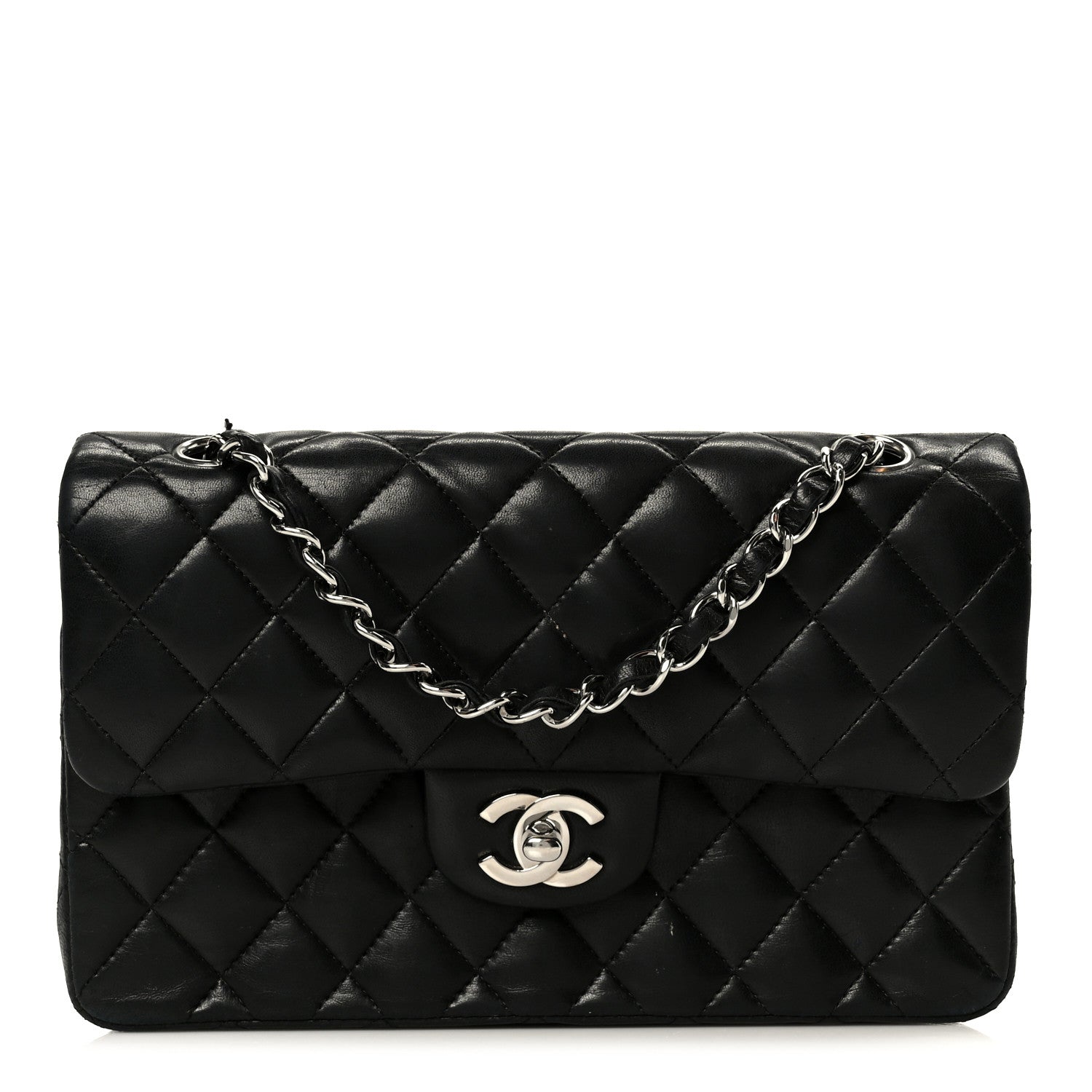 Lambskin Quilted Small Double Flap Black
