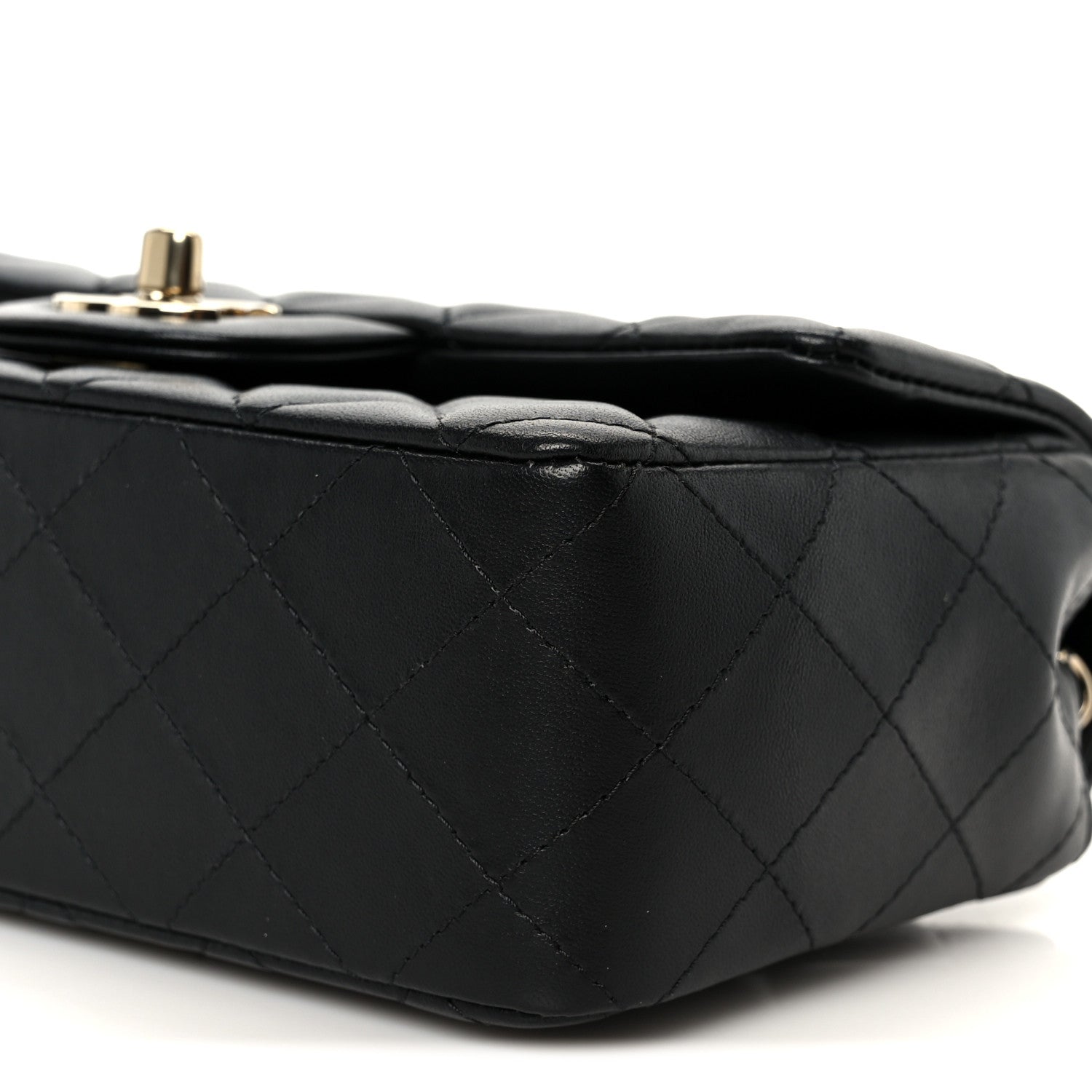 Lambskin Quilted Mini Rectangular Flap Black