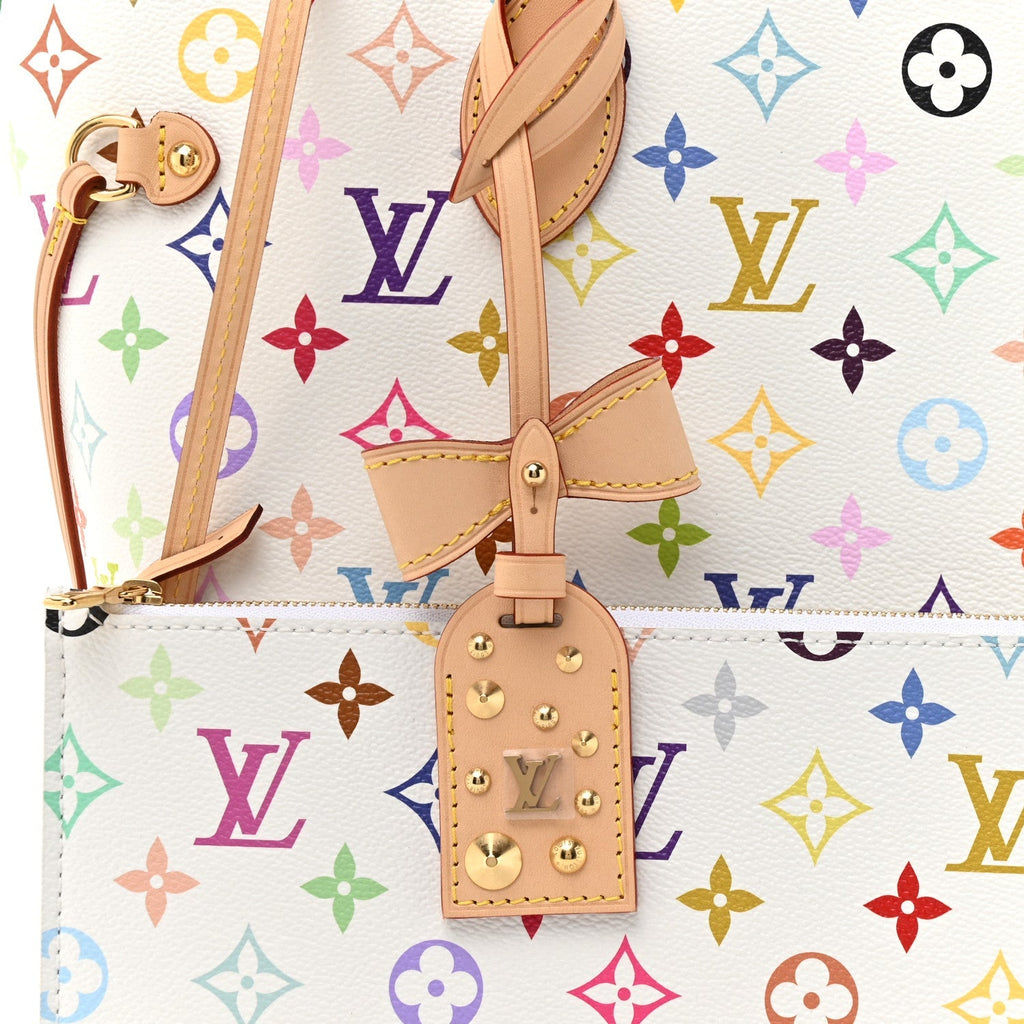 LV x TM Monogram Multicolor Neverfull MM White