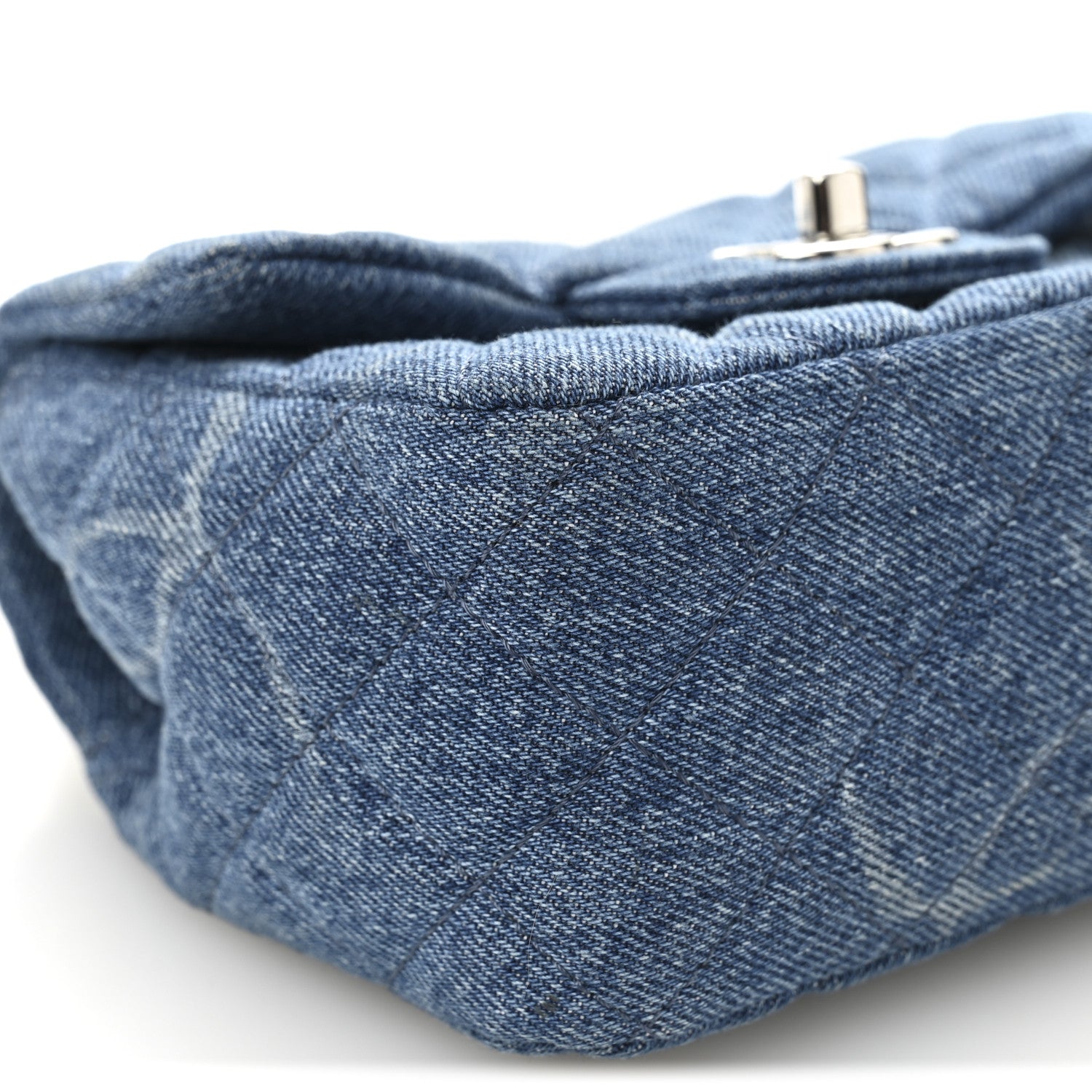 Denim CC Quilted Mini Square Flap Blue