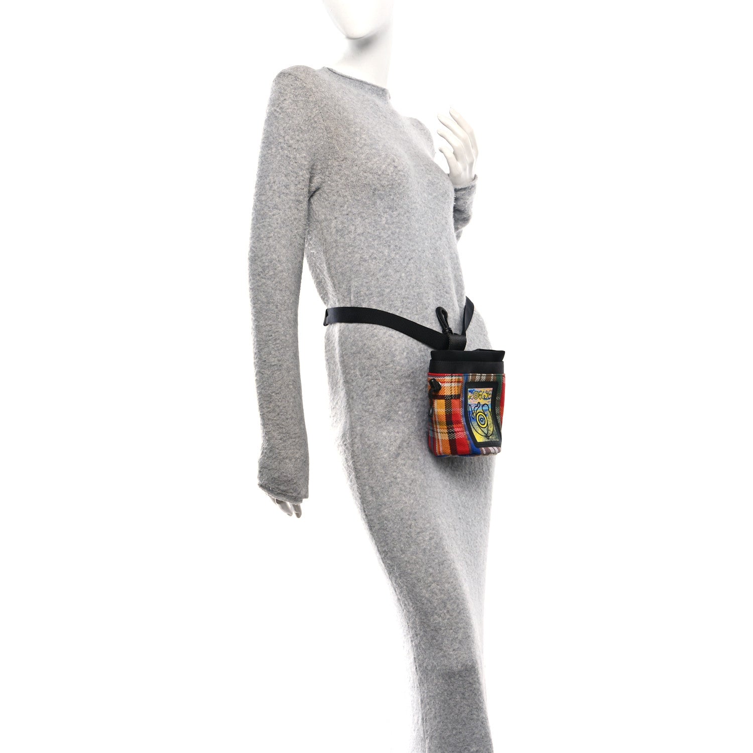 Neoprene Wool Tartan Eye/LOEWE/Nature Chalk Drawstring Bag Multicolor