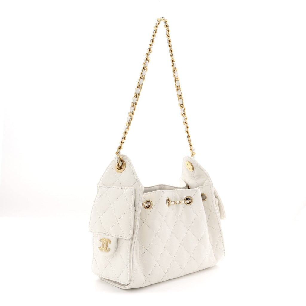 Caviar Quilted Mini Chanel 25 Handbag White